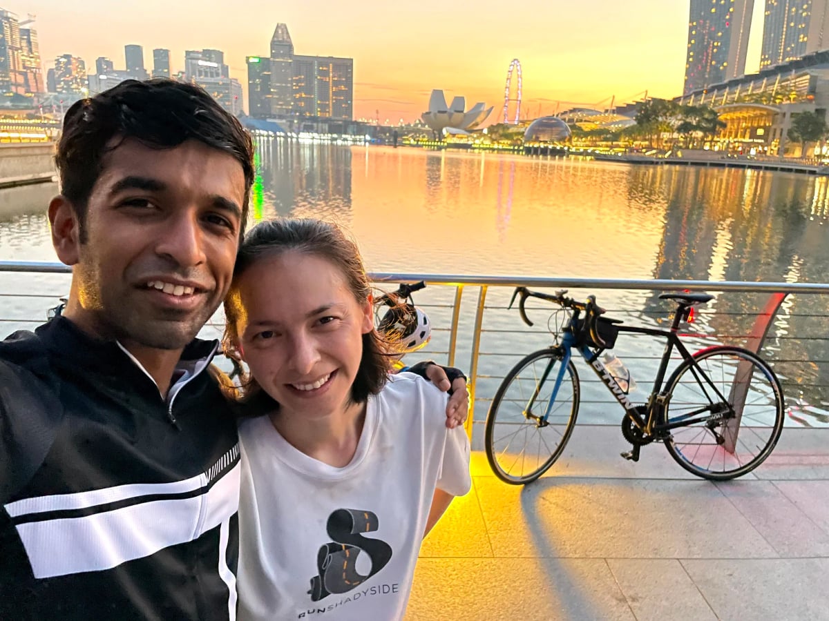 Leaf and Dinesh after biking